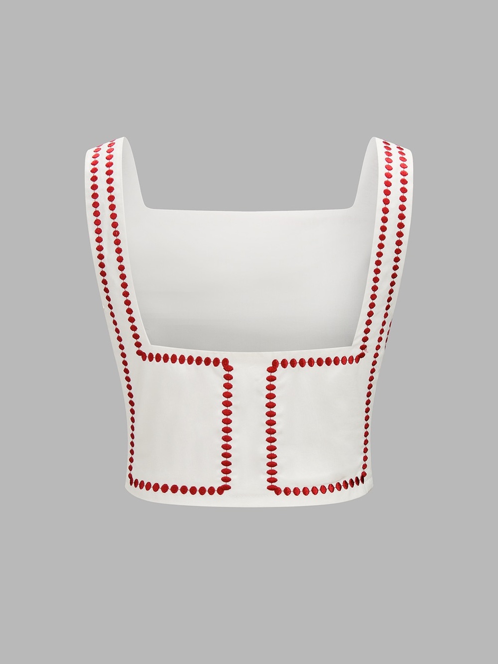 Commense Set Red/White Embroidered Top & Shorts Set - Picture 2 of 6